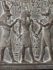 Unique ancient Egyptian Wall relief of Anubis and Horus bless Ramses II - Image 2
