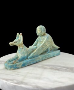 The BA Bird statue protecting Jackal God Anubis, Rare form statue made in Egypt. - Image 2