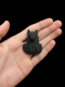 Basalt Bastet Cat Amulet, Egyptian Goddess Pendant - Image 2