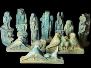 The BA Bird statue protecting Jackal God Anubis, Rare form statue made in Egypt. - Image 2
