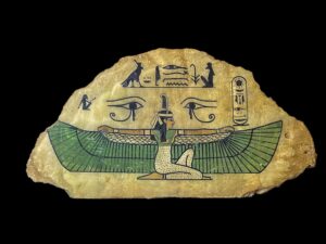 Ancient Egyptian Wall Reliefs featuring the famous Goddess Isis with eye of RA and Eye of Horus , Egyptian Wall Hanging Relief Art. - Image 2