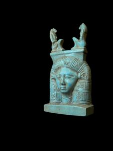 Handmade Goddess Hathor Statuette with Sekhmet - Image 2