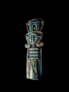 Handmade Goddess Hathor Statuette with Djed Pillar: Vintage Stone - Image 2