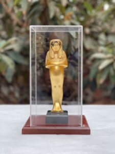 Gold Leaf Egyptian God Horus Stone Statue - Image 2