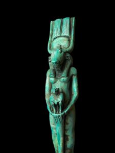 Handmade Goddess Hathor Statuette with God Thoth Baboon, Statue for the Egyptian Goddess Venus - Image 2