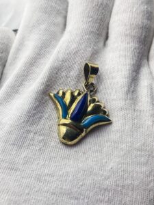 Brass Egyptian Lotus Flower Pendant - Image 2