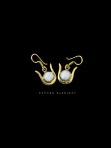 Goddess Hathor Horn earrings, Authentic Egyptian Craftsmanship, Spiritual Protection & Empowerment - Hathor earrings. 24k gold plating - Image 2