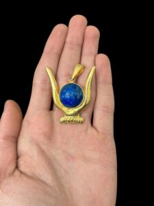 Goddess Hathor Horn Amulet, Authentic Egyptian Craftsmanship, Spiritual Protection & Empowerment - Hathor pendant necklace. 24k gold plating - Image 2