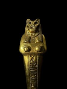Gold Leaf Sekhmet Statue: Egyptian Goddess Decor - Image 2