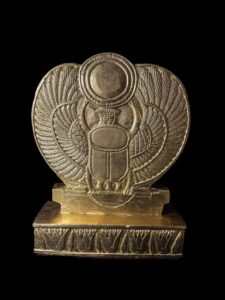 Gold Leaf Winged Scarab Beetle: Egyptian Stone Home Decor - Image 2