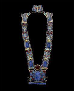 King Tutankhamun Scarab Pectoral Necklace: 24k Gold Lapis Lazuli - Image 2