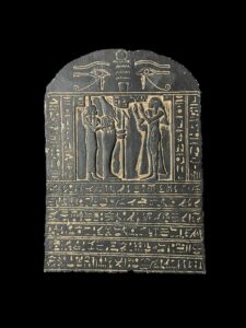 Ancient Egyptian relief featuring Goddess Isis and God Osiris with Eye of Horus and Eye of RA, made in Egypt. - Image 2