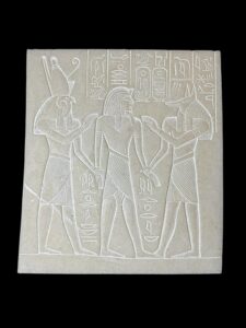 Unique ancient Egyptian Wall relief of Anubis and Horus bless Ramses II - Image 2