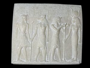 Unique ancient Egyptian Wall relief of Anubis and Hathor and Ramses II - Image 2