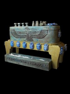 Egyptian Board Game Senet made in Egypt with God Bes and winged Isis and Scarab beetle - Image 2