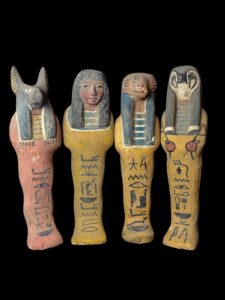 Ancient Egyptian Canopic Jars: Sons of Horus Wooden Figurines - Image 2