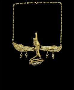 7" W Goddess Isis pectoral with ankh key of life Amulets, Goddess Isis Necklace made of Brass & 24k Gold plating - Image 2