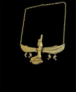 7" W Goddess Isis pectoral with Queen nefertiti Amulets, Goddess Isis Necklace made of Brass & 24k Gold plating - Image 2