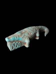 Egyptian God Sobek Statue: Composite Granite Crocodile God - Image 2