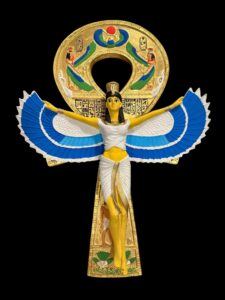 Goddess Isis with Ankh key of Life. Egyptian Key holder lovers, Ancient Egyptian Ankh key of life symbol, symbol of Egyptian Key of life. - Image 2
