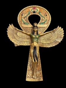 Goddess Isis with Ankh key of Life. Egyptian Key holder lovers, Ancient Egyptian Ankh key of life symbol, symbol of Egyptian Key of life. - Image 2