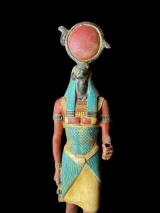 Rare Falcon Egyptian God Ra Statue: God of Sun Disk - Image 2