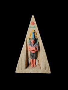 Egyptian Pyramid replica statue is made of stone and a pharaoh statuette. - Image 2