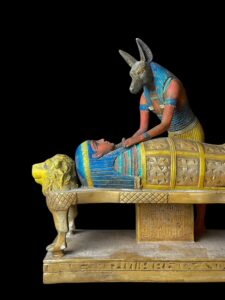 Large God Anubis statue mummifying king Tutankhamun made in Egypt from stone. - Image 2