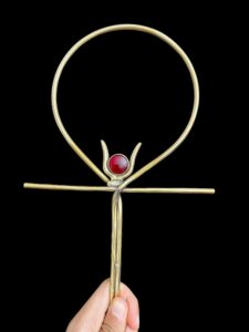 24k Gold Plated Ankh Cross: Key of Life with Hathor Symbol - Image 2