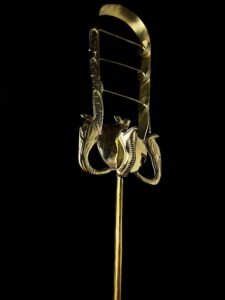 Handcrafted Egyptian Sistrum: Golden Uraeus Cobra Wadjet, Ancient Musical Instrument - Image 2