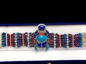 Handmade Silver Scarab Bracelet: Egyptian Gemstone Jewelry - Image 2