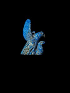 Lapis Lazuli Flying Horus Amulet with Cobra Goddess - Image 2
