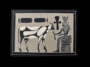 Hathor Goddess Basalt Wall Relief: Egyptian Key of Life Replica - Image 2