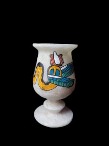 Egyptian Alabaster Vase: Cobra Goddess & Eye of Horus Home Decor - Image 2