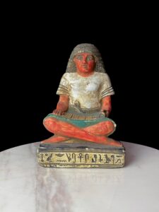 Egyptian Scribe Statue: Handmade Seated Ancient Figure - Image 2