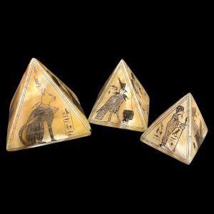 Egyptian Giza pyramids with the inscriptions of Scarab beetle and God Anubis and Ancient Gods. - Image 2
