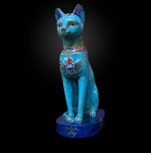 Egyptian Goddess Bastet Statue: Natural Gemstone Cat - Image 2