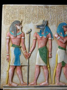 Unique ancient Egyptian Wall relief of Anubis and Hathor and Ramses II - Image 2