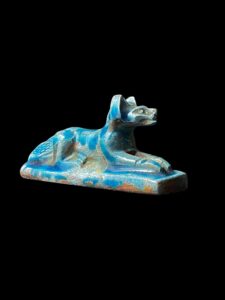 Handcrafted Flame Stone Anubis Statue: Egyptian God Sculpture - Image 2