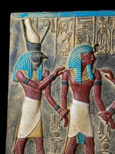 Unique ancient Egyptian Wall relief of Anubis and Horus bless Ramses II - Image 2