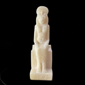 Hand Carved Alabaster Sekhmet Statue: Egyptian Lion Goddess Figurine - Image 2