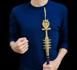 Ebony Was Sceptre: God Osiris Staff with Brass & 24k Gold - Image 2