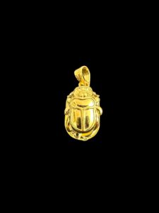 Sterling Silver Scarab Pendant: Gold Plated Egyptian Amulet - Image 2