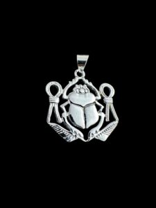 Sterling Silver Scarab Beetle Pendant: Egyptian Amulet Necklace - Image 2