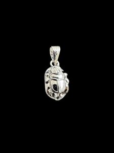 Sterling Silver Scarab Beetle Pendant: Egyptian Amulet Necklace - Image 2