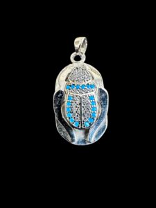 Sterling Silver Scarab Beetle Pendant: Egyptian Amulet Necklace - Image 2