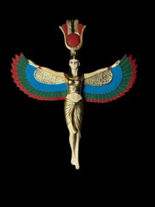 colorful Goddess Isis statue, unique Isis goddess Statue, Goddess Isis with the sun disk of Hathor - Image 2