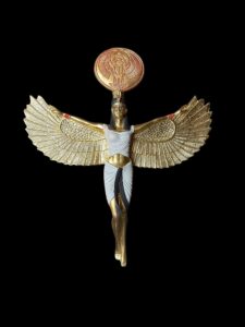 colorful Goddess Isis statue, unique Isis goddess Statue, Goddess Isis with winged Scarab - Image 2