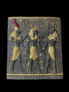 Unique ancient Egyptian Wall relief of Anubis and Horus bless Ramses II - Image 2