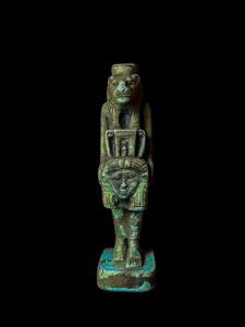 Egyptian Goddess Sekhmet Protecting Hathor Statue - Image 2